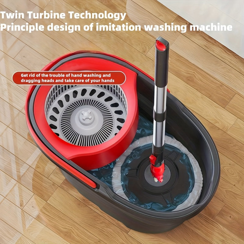 Hands-Free Dual Drive Pedal Spin Mop 4/8/12Pcs | Telescopic Handle Rotary Floor Mop with Bucket for Home Cleaning