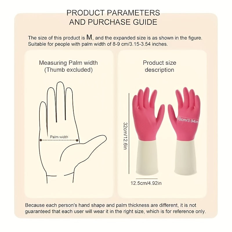 Thick Non-Slip 3Pairs Kitchen Gloves | Beige & Mint Green Ergonomic Cleaning Gloves for Dishwashing