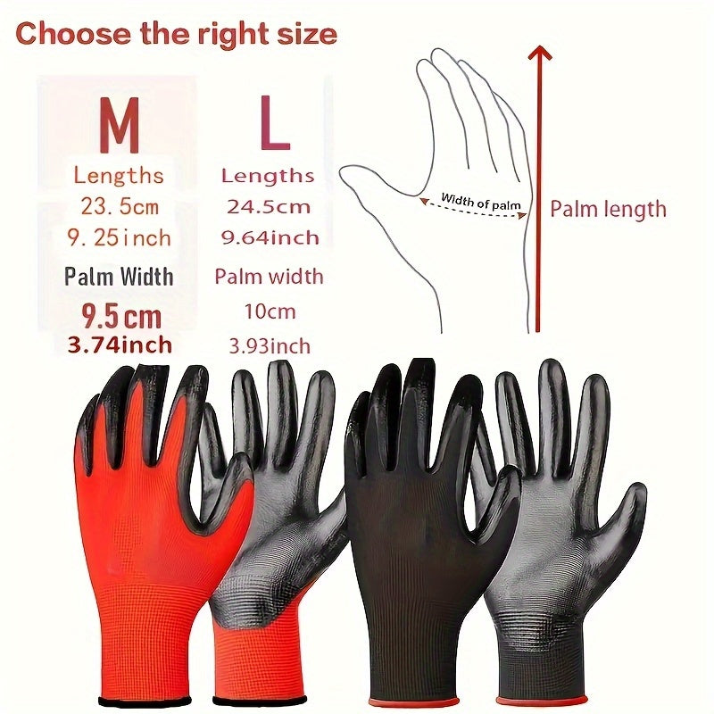 Hangable Design Easy Storage Work Gloves, 6 or 12 Packs Multipurpose Safety Garden Labour Gloves for All Kinds of Outdoor Jobs