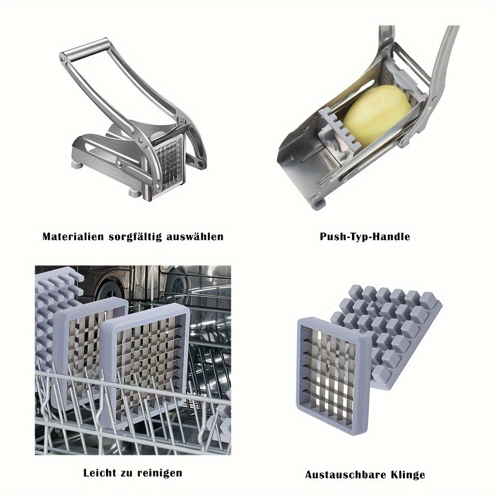 With Hanging Hook Easy Storage Vegetable Cutter, Stainless Steel French Fry Chopper, Multi-use Onion Potato Cucumber Slicer Essential Kitchen Gadgets