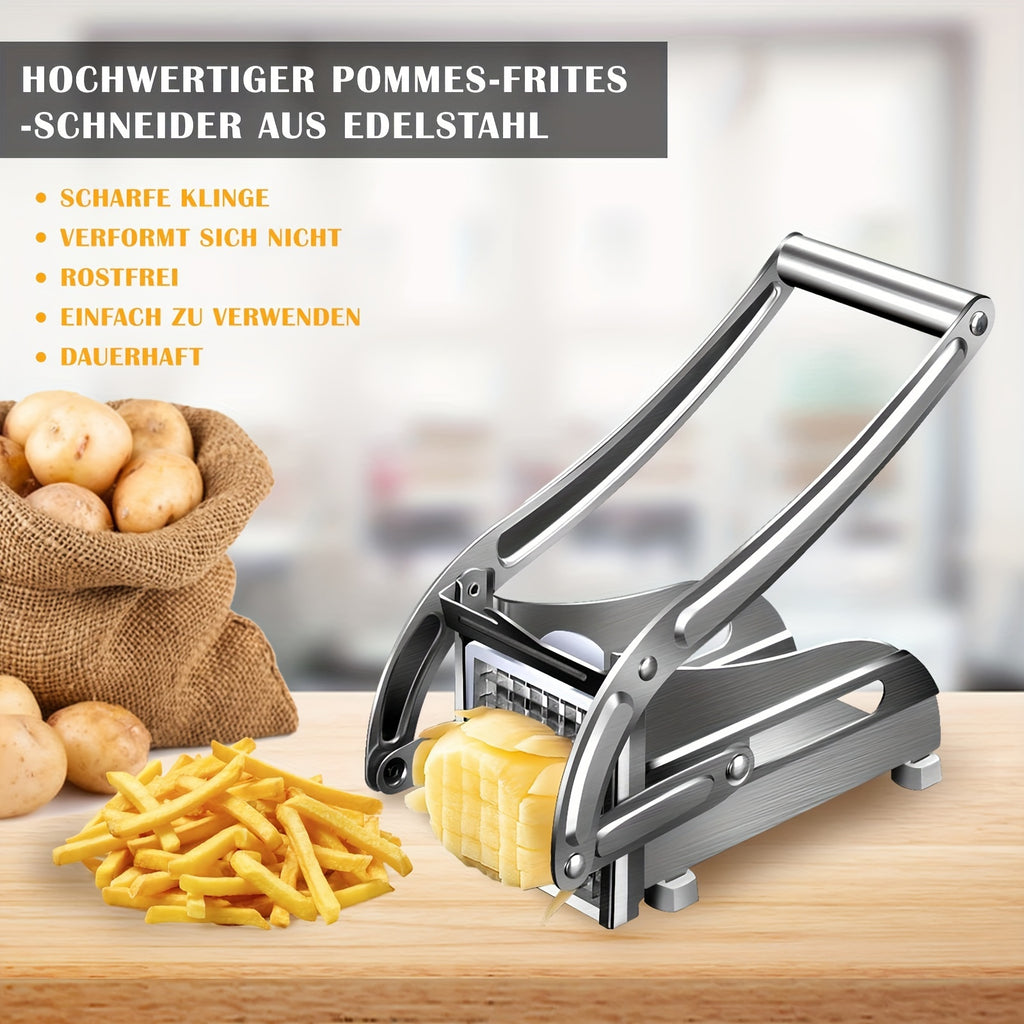 With Hanging Hook Easy Storage Vegetable Cutter, Stainless Steel French Fry Chopper, Multi-use Onion Potato Cucumber Slicer Essential Kitchen Gadgets