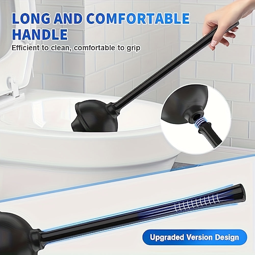 2-in-1 Toilet Plunger & Toilet Brush Set with Rotating Head, Freestanding Durable Black Plastic Bathroom Cleaning Tools, Space Saving Bathroom Toilet Accessory Kit