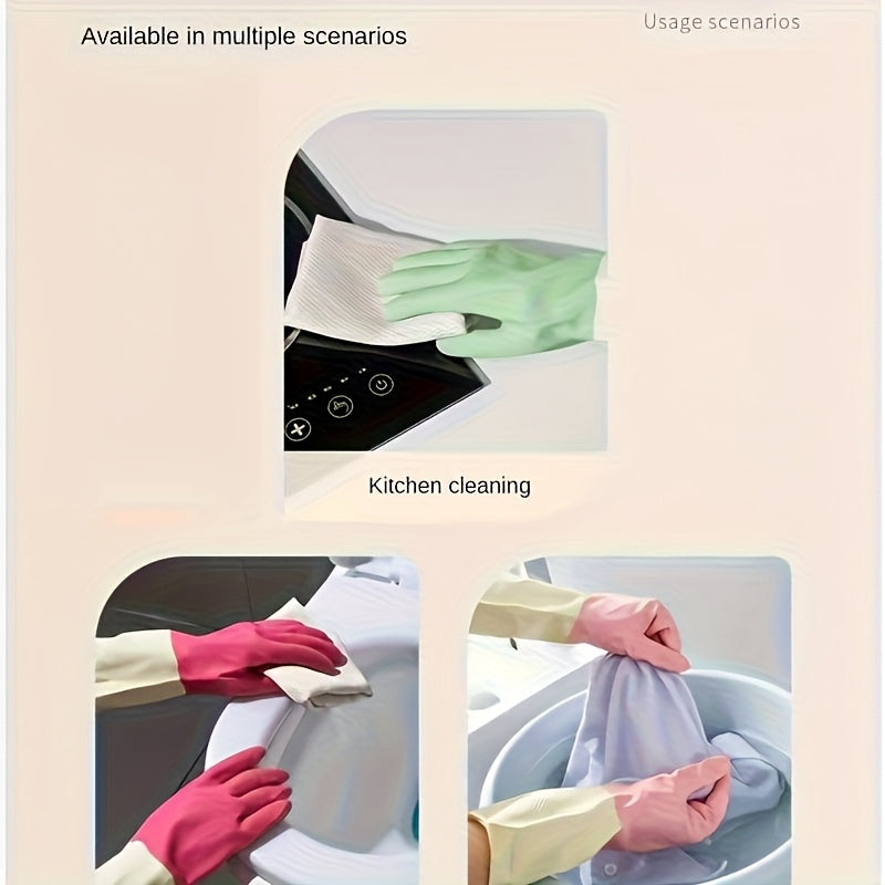 Thick Non-Slip 3Pairs Kitchen Gloves | Beige & Mint Green Ergonomic Cleaning Gloves for Dishwashing
