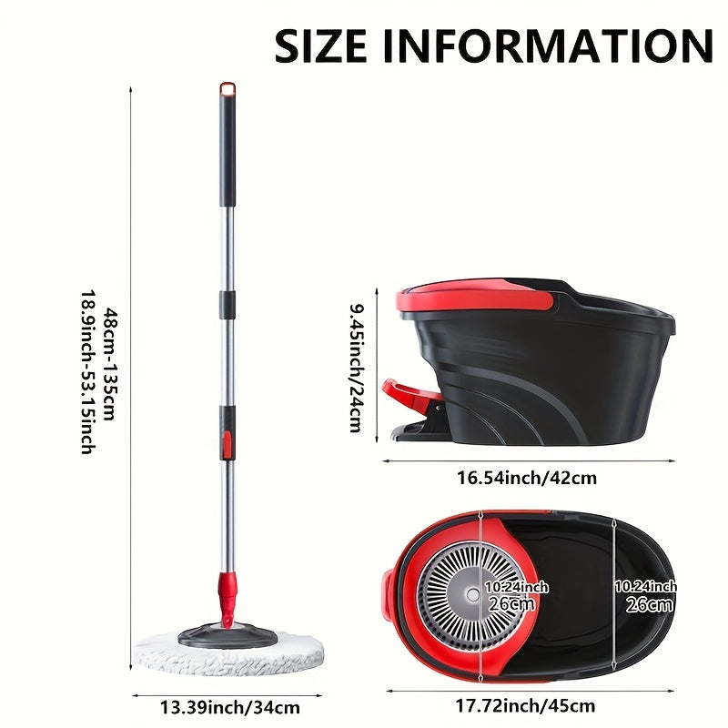 Hands-Free Dual Drive Pedal Spin Mop 4/8/12Pcs | Telescopic Handle Rotary Floor Mop with Bucket for Home Cleaning