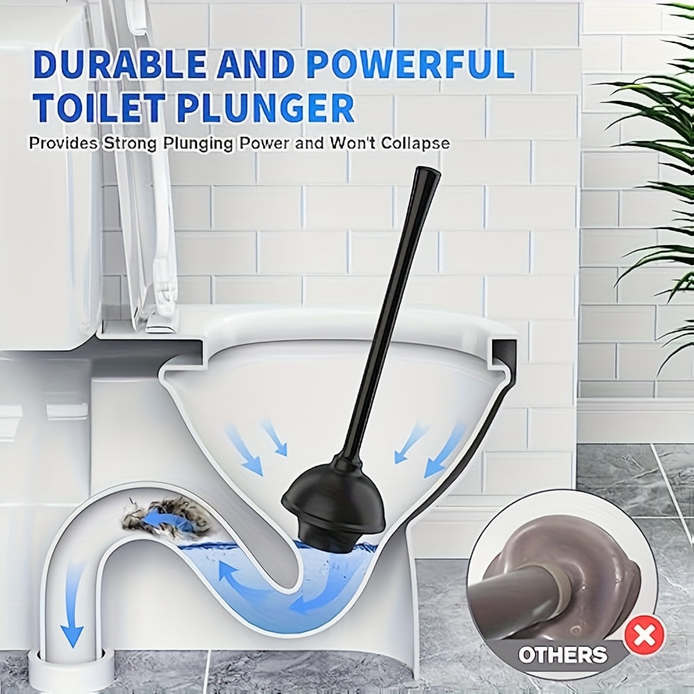 2-in-1 Toilet Plunger & Toilet Brush Set with Rotating Head, Freestanding Durable Black Plastic Bathroom Cleaning Tools, Space Saving Bathroom Toilet Accessory Kit