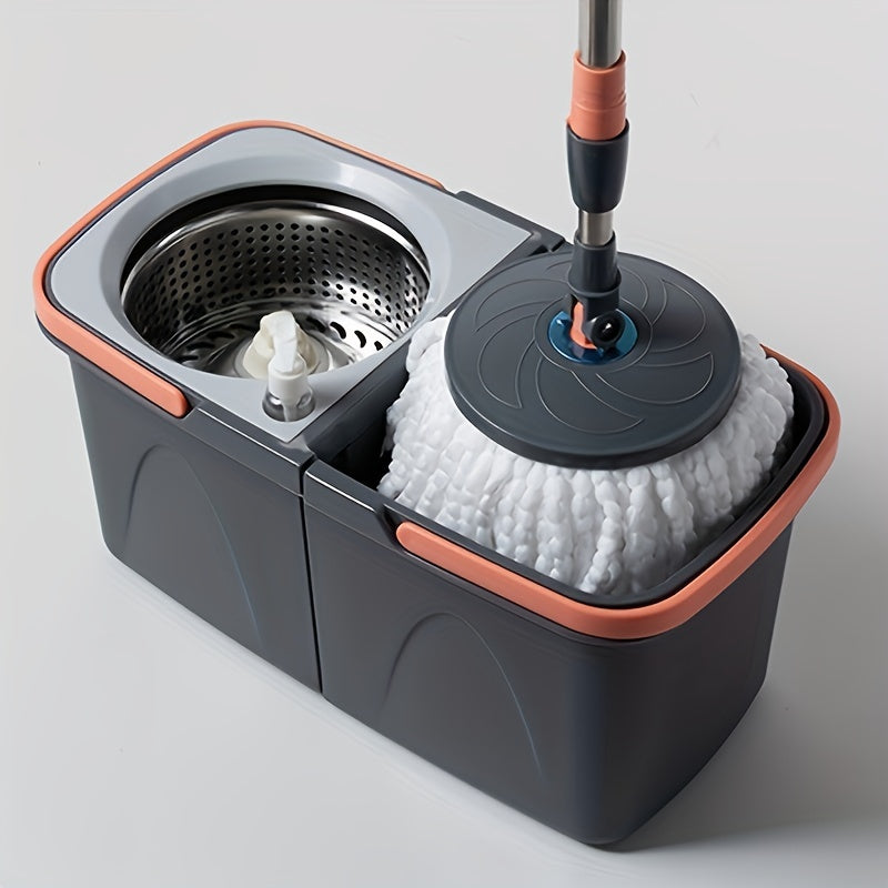Hanging Storage Spin Mop with Hands-Free Wash Bucket, Wet & Dry Floor Mop Come with Extra Refill Heads, Must-have Cleaning Gadget for Back to School, Halloween, Christmas Household Clean