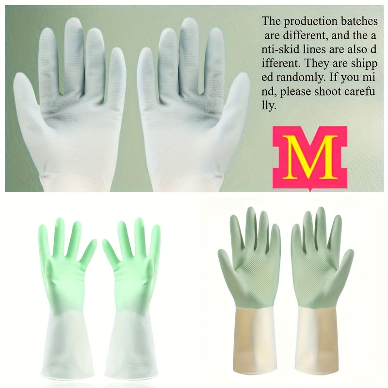 Thick Non-Slip 3Pairs Kitchen Gloves | Beige & Mint Green Ergonomic Cleaning Gloves for Dishwashing