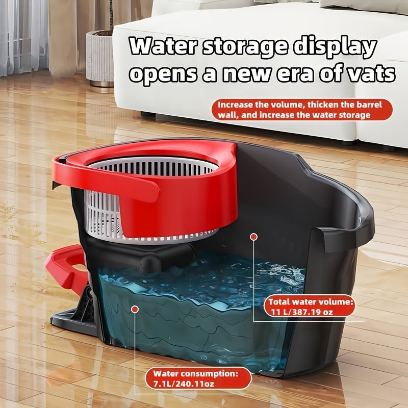 Hands-Free Dual Drive Pedal Spin Mop 4/8/12Pcs | Telescopic Handle Rotary Floor Mop with Bucket for Home Cleaning