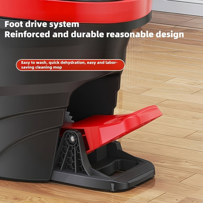 Hands-Free Dual Drive Pedal Spin Mop 4/8/12Pcs | Telescopic Handle Rotary Floor Mop with Bucket for Home Cleaning