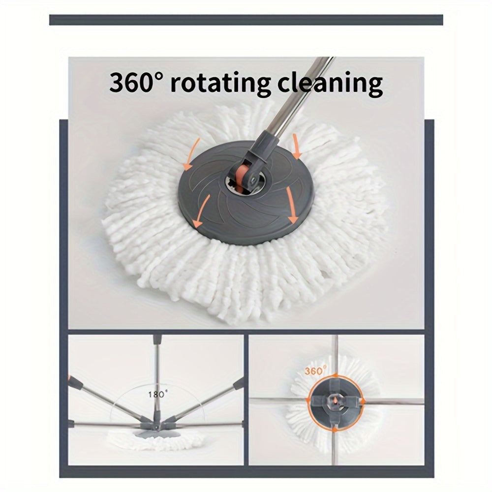 Hanging Storage Spin Mop with Hands-Free Wash Bucket, Wet & Dry Floor Mop Come with Extra Refill Heads, Must-have Cleaning Gadget for Back to School, Halloween, Christmas Household Clean