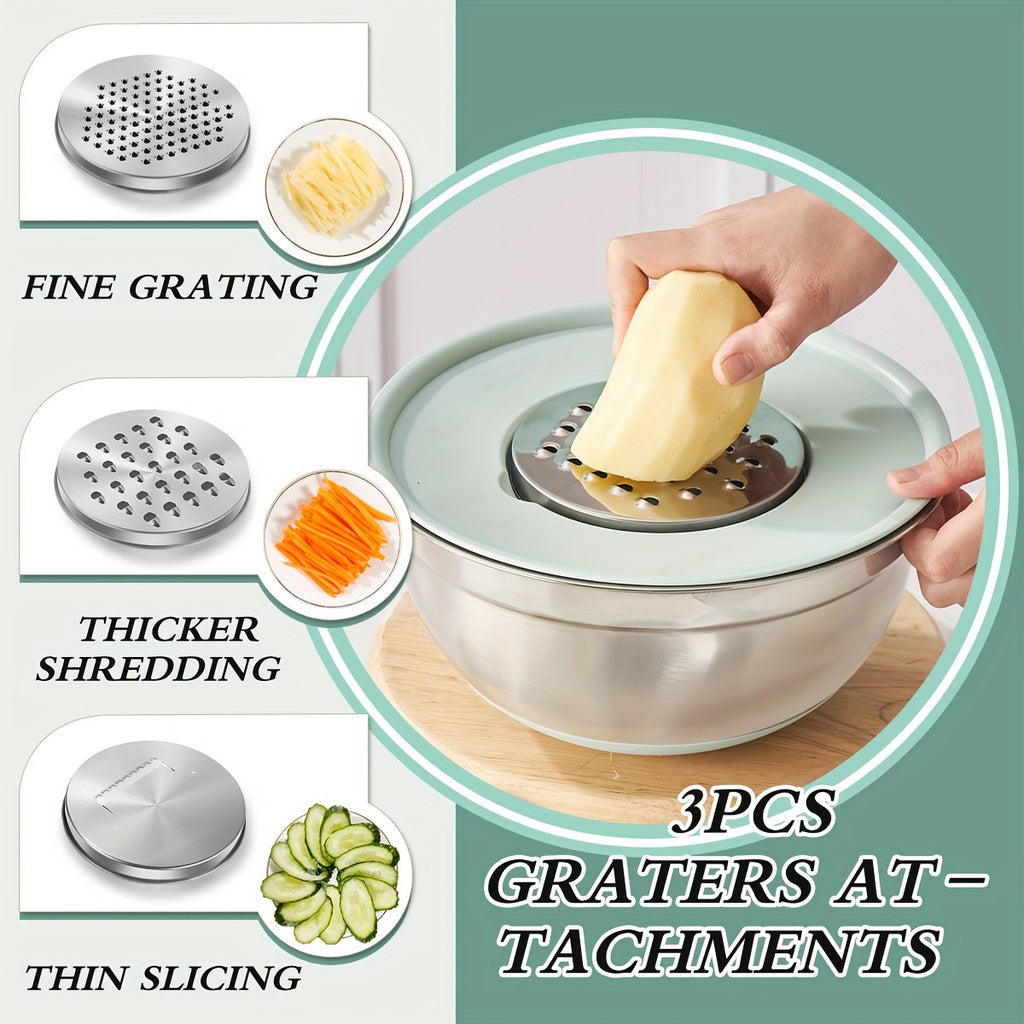 Non-Slip Sealed Lid Stainless Steel Nesting Bowls | Mint Green 10/15/29Pcs Kitchen Storage Prep Bowls
