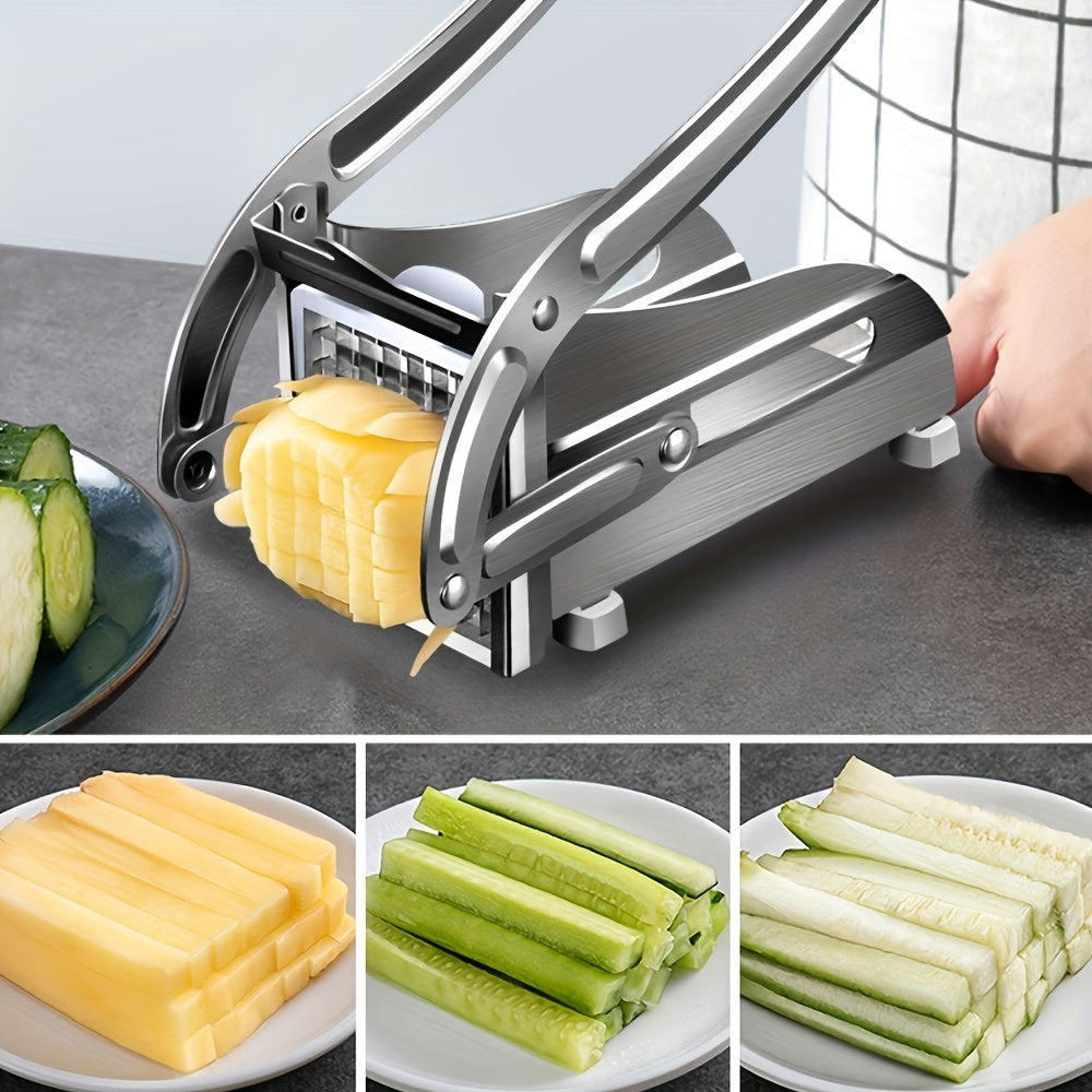 With Hanging Hook Easy Storage Vegetable Cutter, Stainless Steel French Fry Chopper, Multi-use Onion Potato Cucumber Slicer Essential Kitchen Gadgets