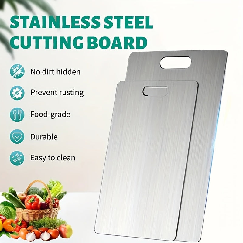 Double Sided Food Grade Stainless Steel Cutting Board | Non-Slip Hygienic Dishwasher Safe Kitchen Chopping Board