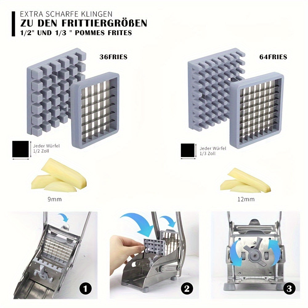With Hanging Hook Easy Storage Vegetable Cutter, Stainless Steel French Fry Chopper, Multi-use Onion Potato Cucumber Slicer Essential Kitchen Gadgets