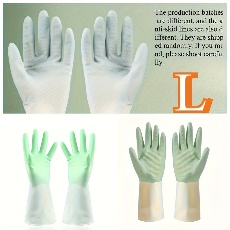 Thick Non-Slip 3Pairs Kitchen Gloves | Beige & Mint Green Ergonomic Cleaning Gloves for Dishwashing