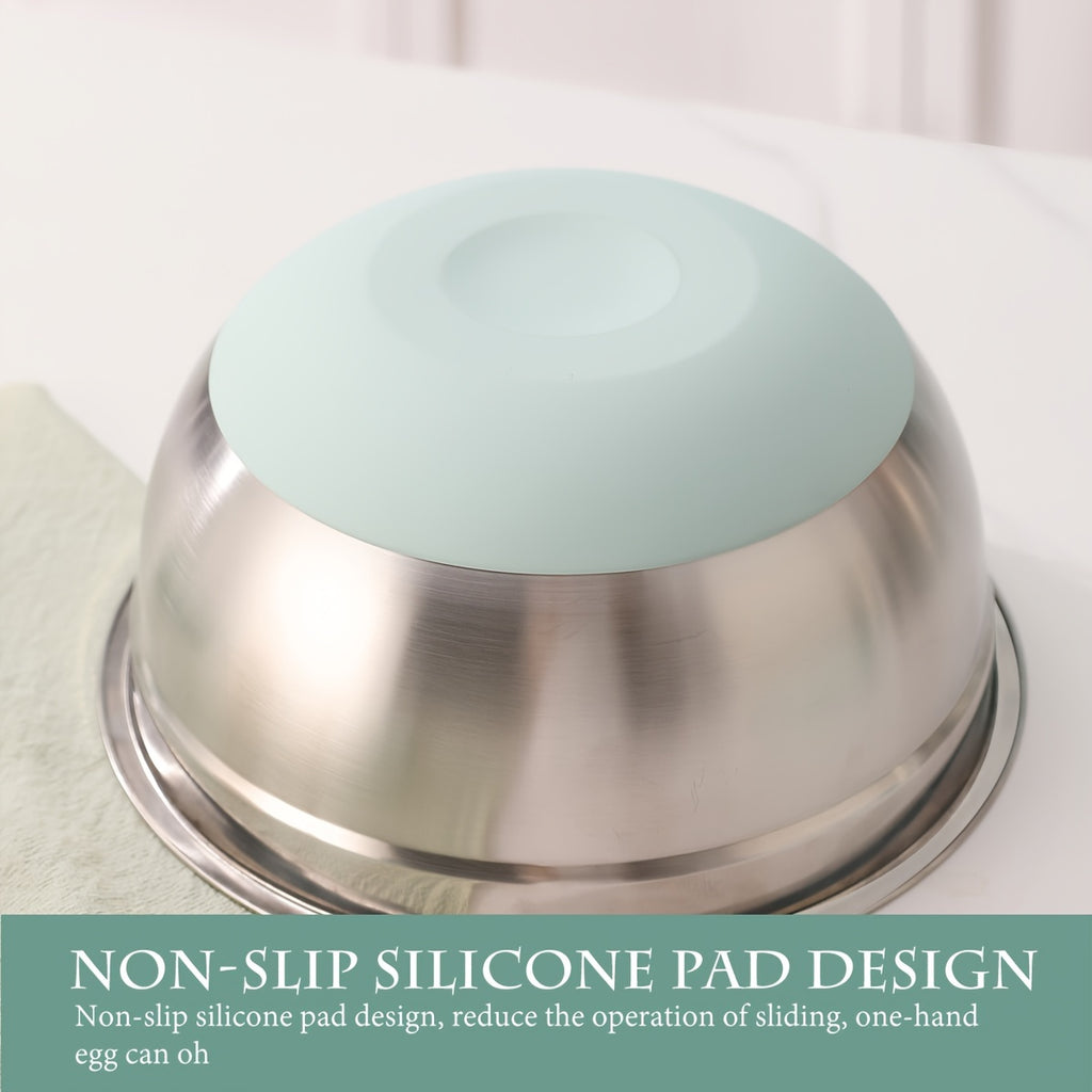 Non-Slip Sealed Lid Stainless Steel Nesting Bowls | Mint Green 10/15/29Pcs Kitchen Storage Prep Bowls