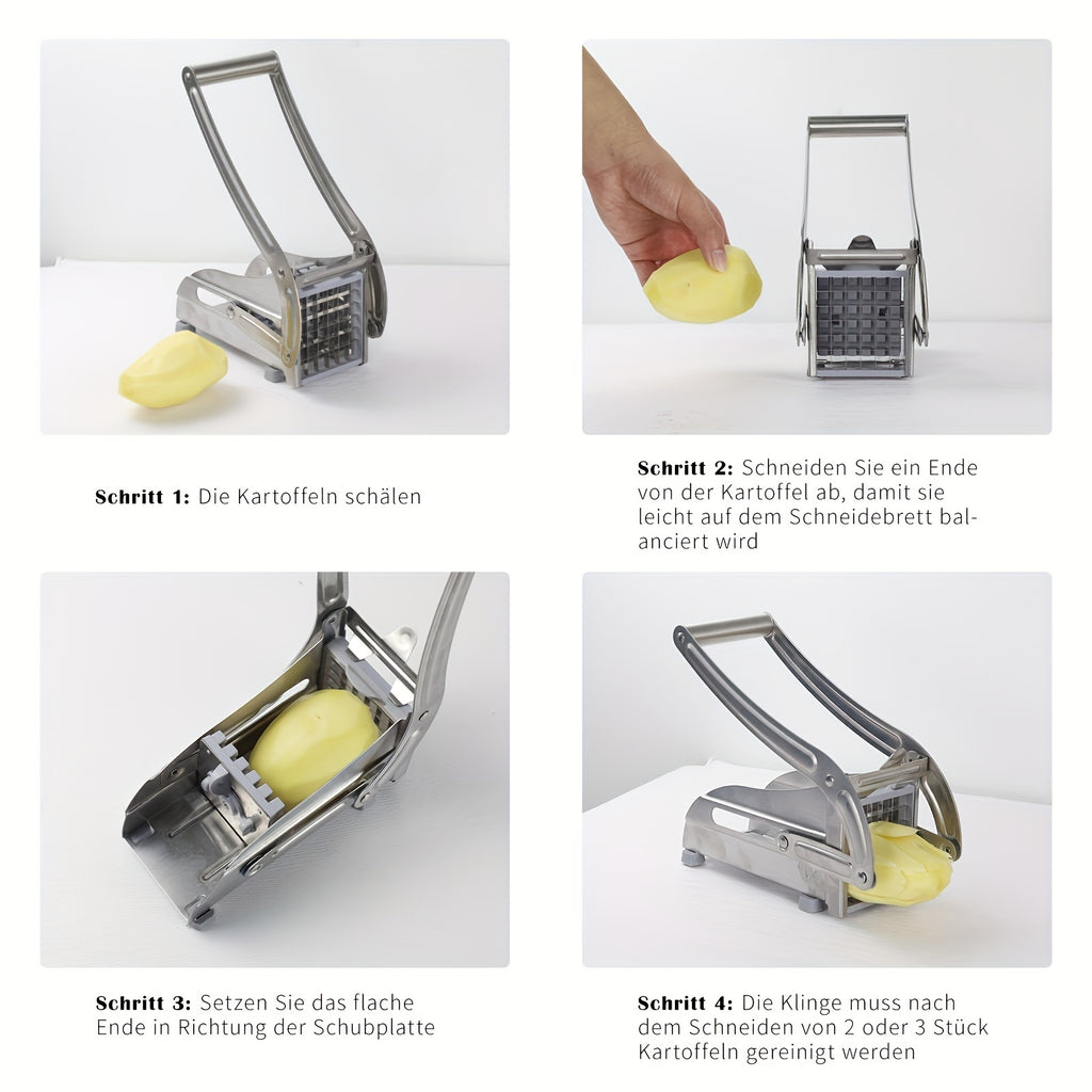 With Hanging Hook Easy Storage Vegetable Cutter, Stainless Steel French Fry Chopper, Multi-use Onion Potato Cucumber Slicer Essential Kitchen Gadgets