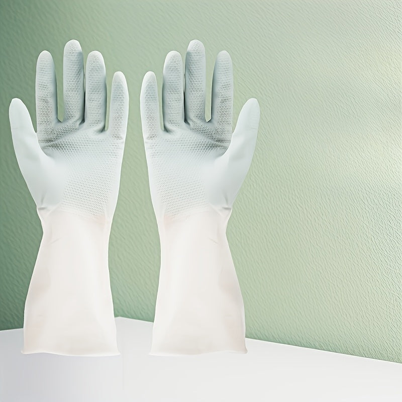 Thick Non-Slip 3Pairs Kitchen Gloves | Beige & Mint Green Ergonomic Cleaning Gloves for Dishwashing