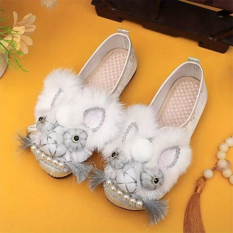 Women'S Chinese Tiger Head Shoes - Slip-On Flats with Soft Sole, Genuine Faux Leather Upper & Breathable Fabric Lining - Vintage Cultural Footwear for Everyday Formal Events - Easy Slip-On Closure - Winter Season Footwear, Ladies Shoes, 
